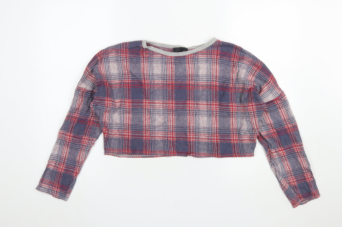 Topshop Womens Multicoloured Plaid Cropped Flannel Top UK 10