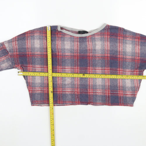 Topshop Womens Multicoloured Plaid Cropped Flannel Top UK 10