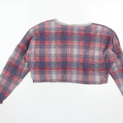 Topshop Womens Multicoloured Plaid Cropped Flannel Top UK 10