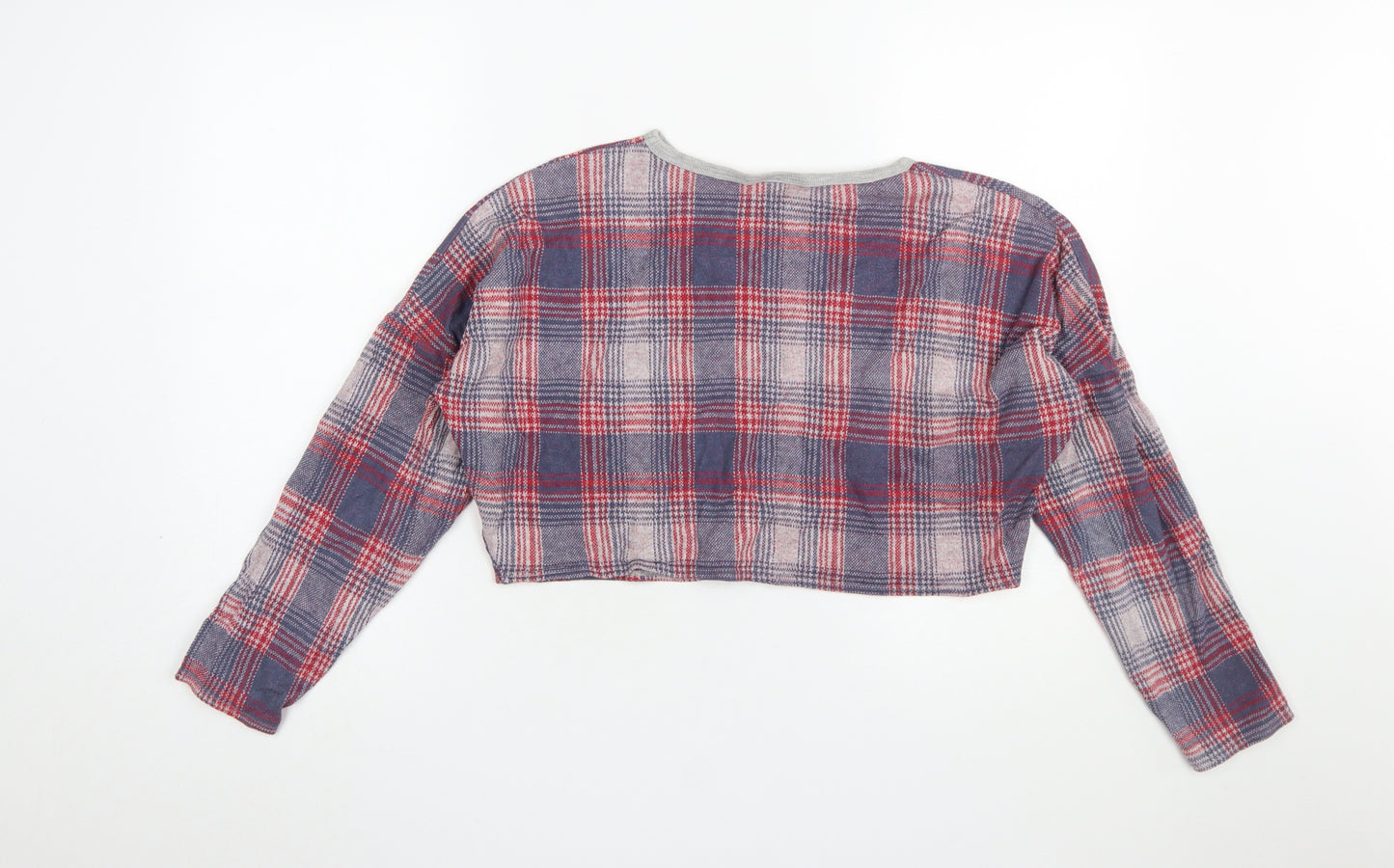 Topshop Womens Multicoloured Plaid Cropped Flannel Top UK 10