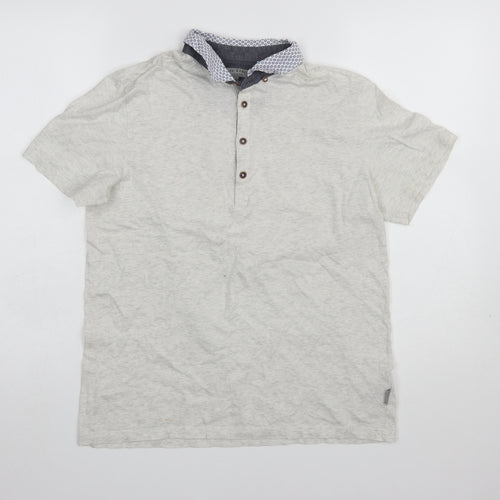 Ted Baker Men’s Beige Cotton Polo Shirt Size L Button Collar