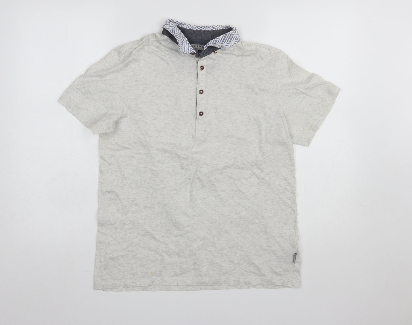 Ted Baker Men’s Beige Cotton Polo Shirt Size L Button Collar