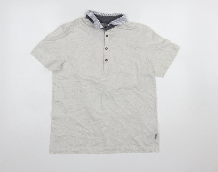 Ted Baker Men’s Beige Cotton Polo Shirt Size L Button Collar