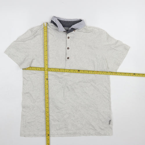 Ted Baker Men’s Beige Cotton Polo Shirt Size L Button Collar