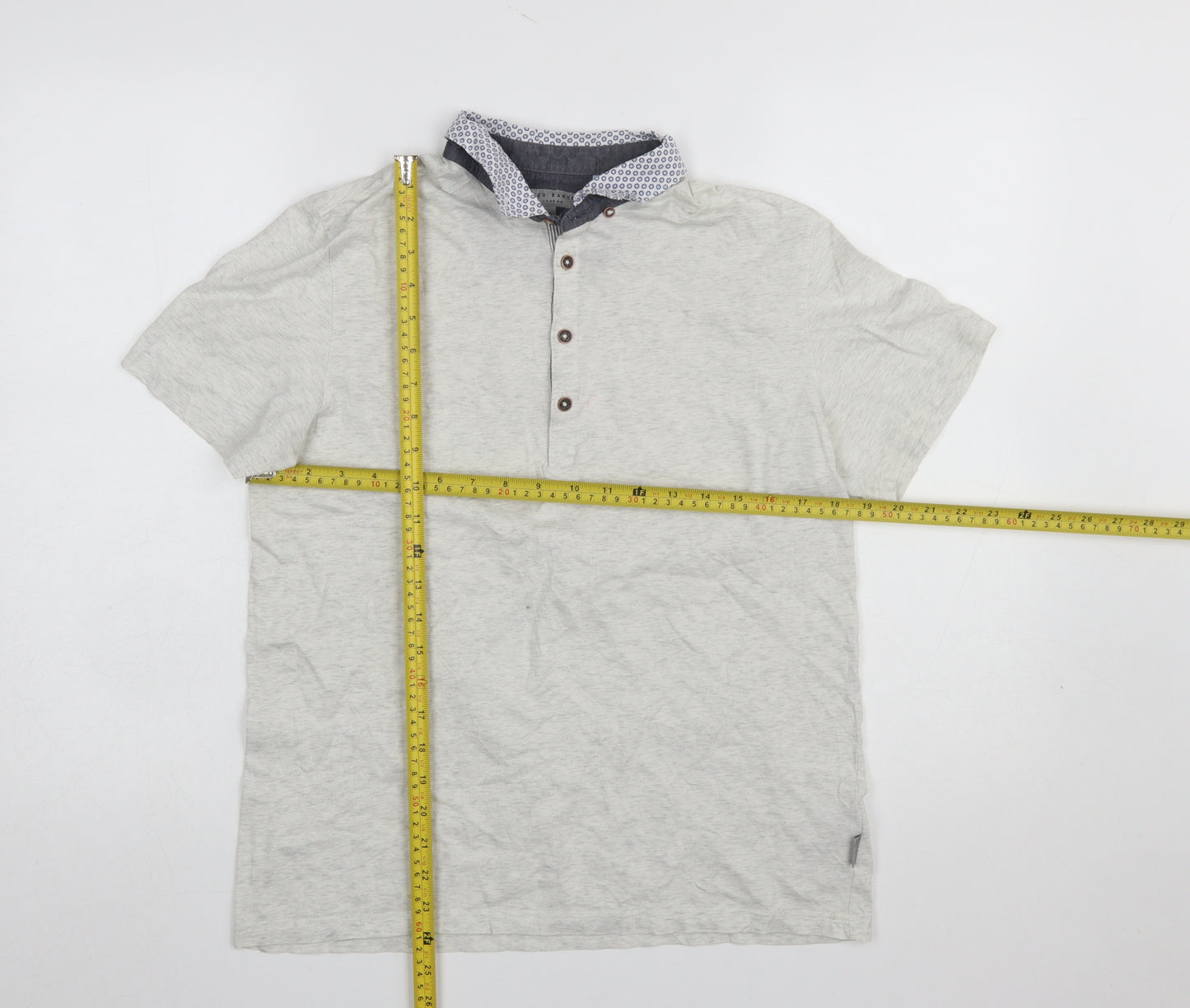 Ted Baker Men’s Beige Cotton Polo Shirt Size L Button Collar