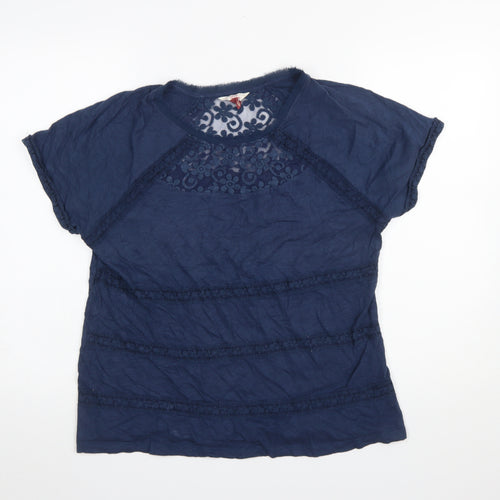 Falmer Heritage Women's Blue Lace Cotton Blouse Size 14