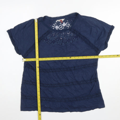 Falmer Heritage Women's Blue Lace Cotton Blouse Size 14