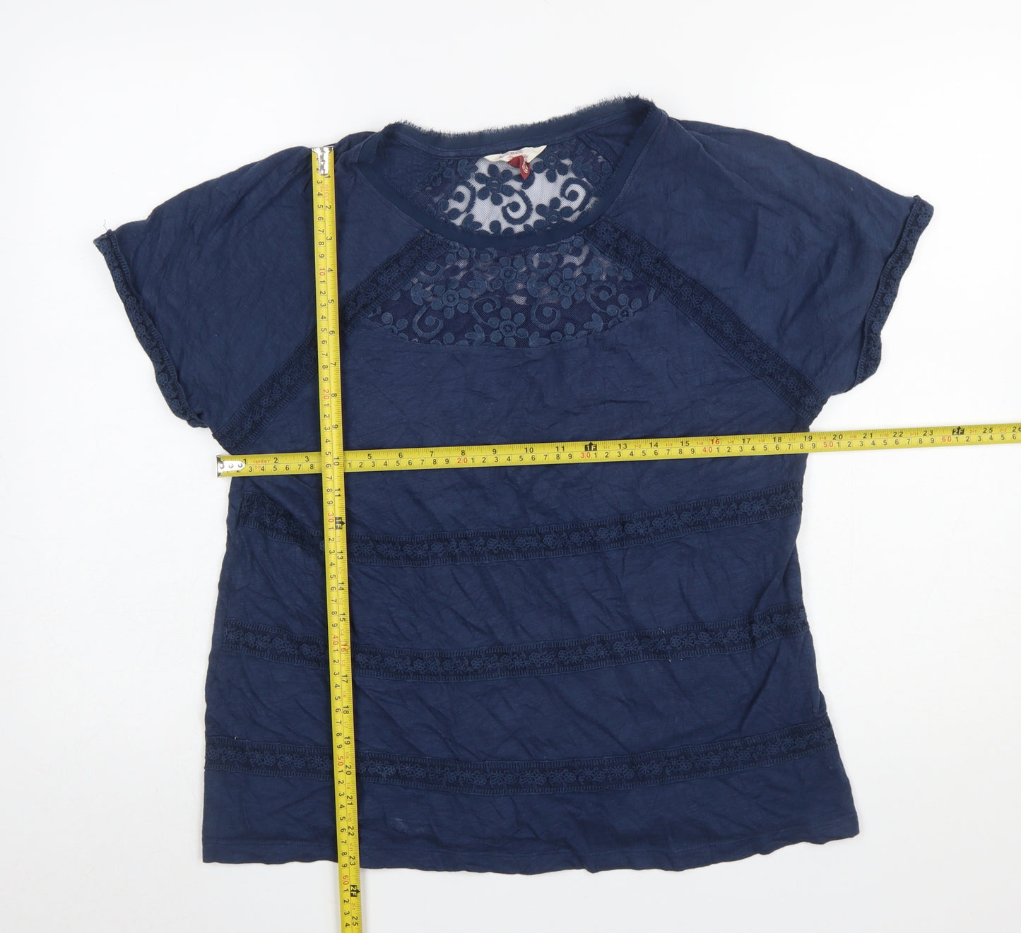 Falmer Heritage Women's Blue Lace Cotton Blouse Size 14