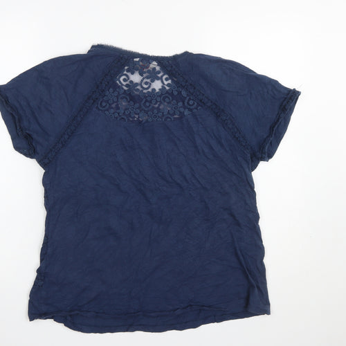 Falmer Heritage Women's Blue Lace Cotton Blouse Size 14