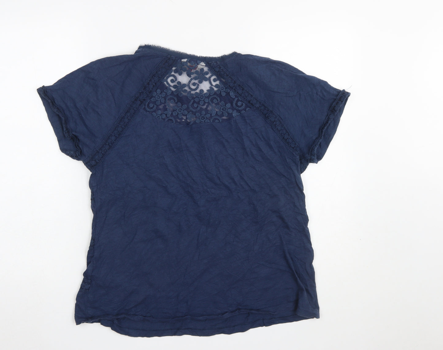 Falmer Heritage Women's Blue Lace Cotton Blouse Size 14