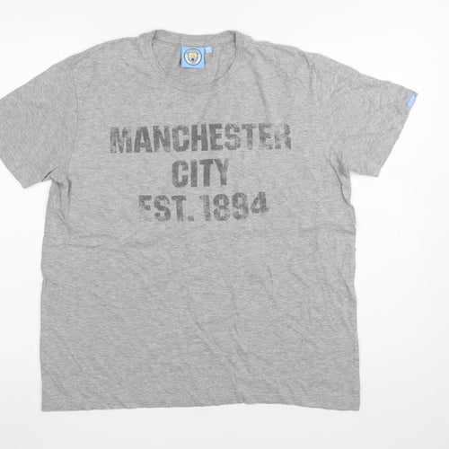 Manchester City Grey Men's Medium Crew Neck Graphic T-Shirt