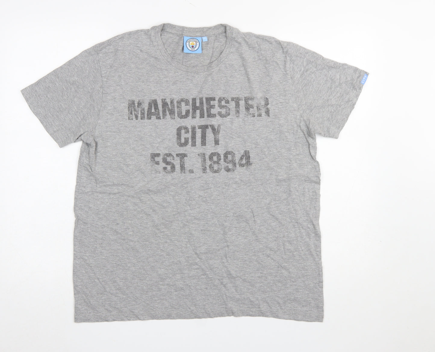 Manchester City Grey Men's Medium Crew Neck Graphic T-Shirt
