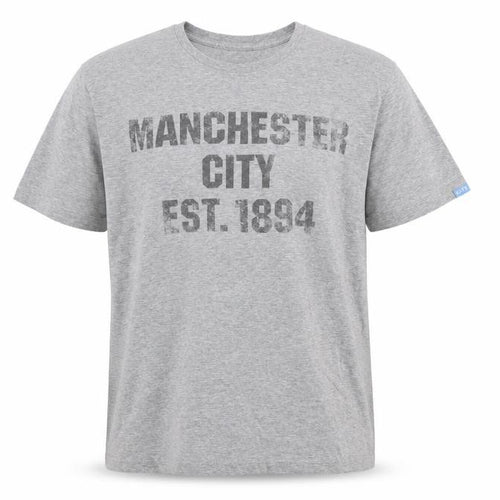 Manchester City Grey Men's Medium Crew Neck Graphic T-Shirt