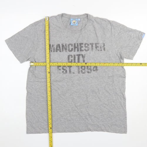 Manchester City Grey Men's Medium Crew Neck Graphic T-Shirt