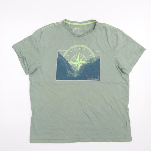 Mountain Warehouse Men's Green Organic Cotton Graphic T-Shirt Size L