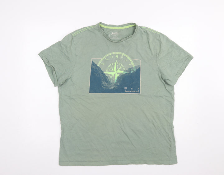 Mountain Warehouse Men's Green Organic Cotton Graphic T-Shirt Size L