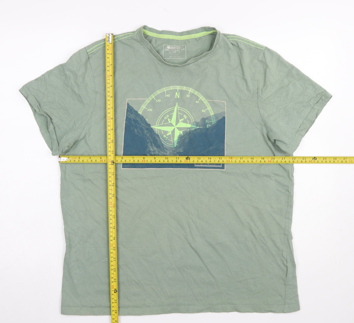 Mountain Warehouse Men's Green Organic Cotton Graphic T-Shirt Size L
