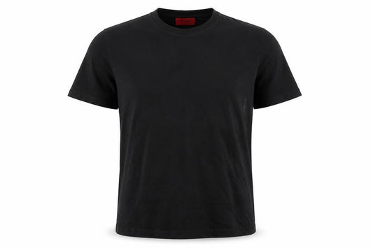 Front view of Hugo Boss Men's Black Cotton Crew Neck T-Shirt, size S