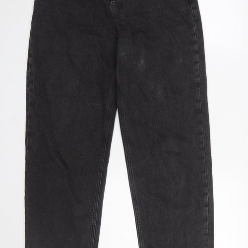 Bershka Men's Black Straight Fit High Rise Jeans 28W Regular Denim