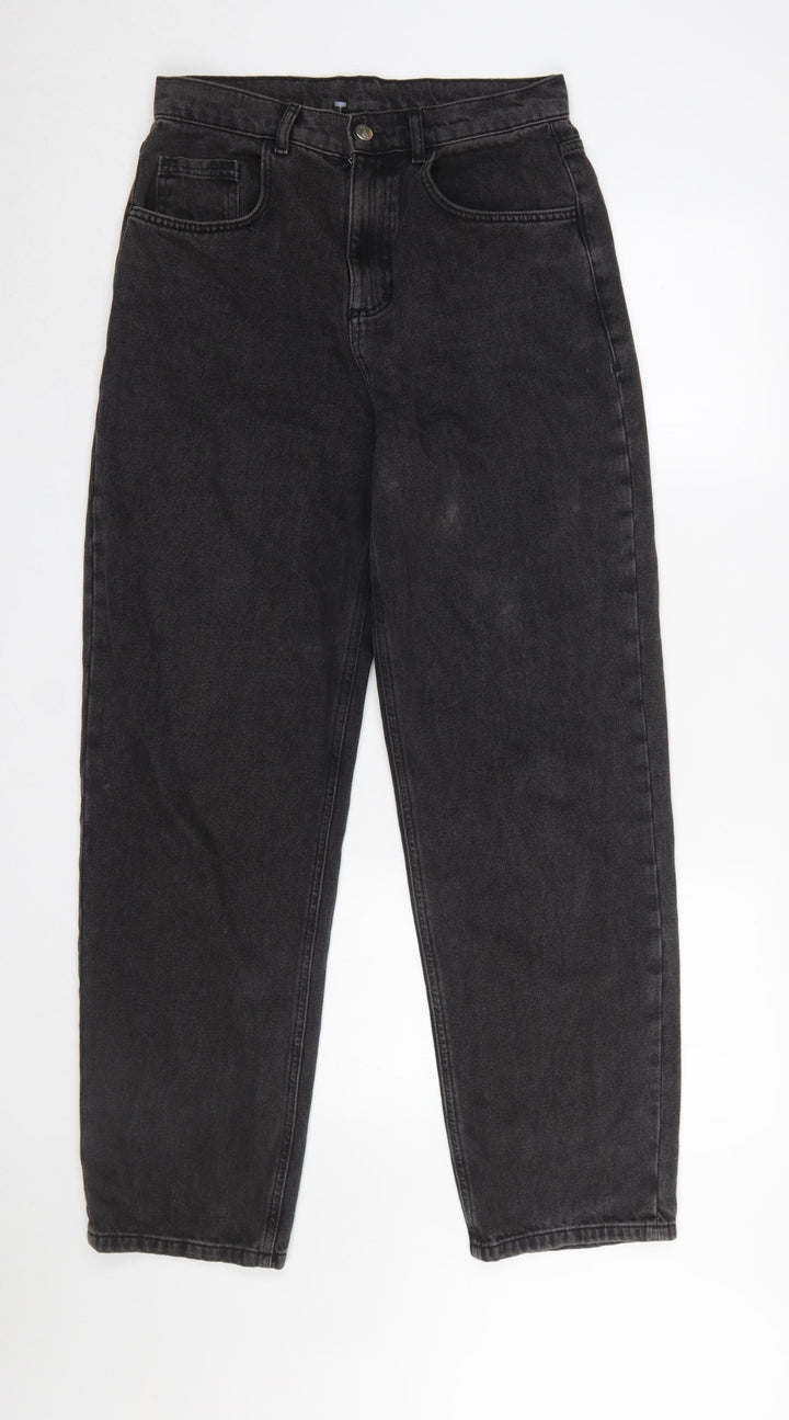 Bershka Men's Black Straight Fit High Rise Jeans 28W Regular Denim