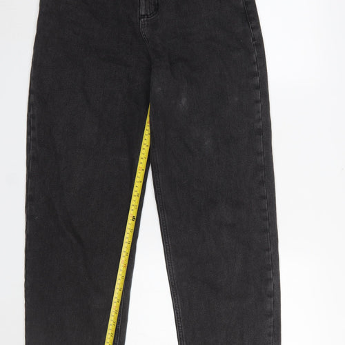 Bershka Men's Black Straight Fit High Rise Jeans 28W Regular Denim