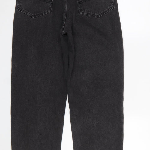 Bershka Men's Black Straight Fit High Rise Jeans 28W Regular Denim