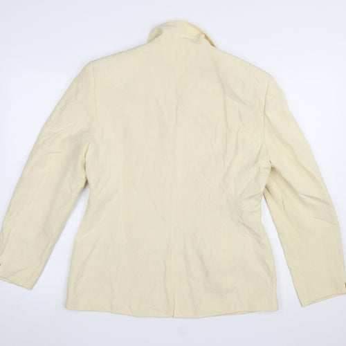 Betty Barclay Women Beige Linen Silk Blazer Size 12 Single-Breasted