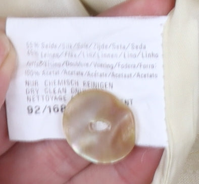 Betty Barclay Women Beige Linen Silk Blazer Size 12 Single-Breasted