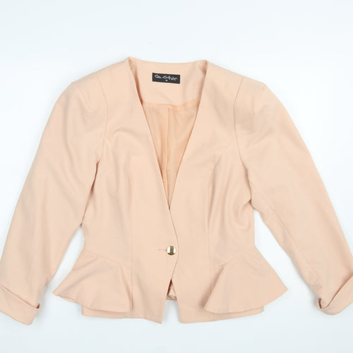 Miss Selfridge Women Beige Peplum Blazer Jacket UK 14 Lined Single Button