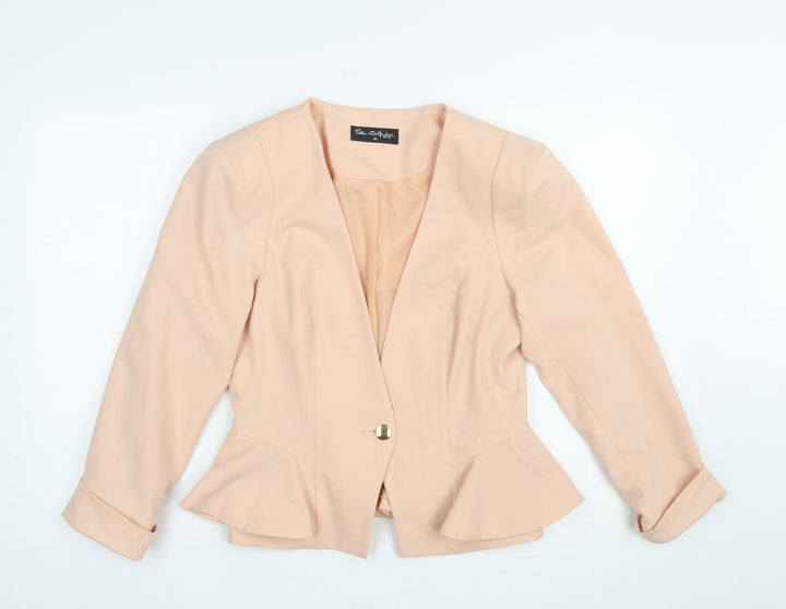 Miss Selfridge Women Beige Peplum Blazer Jacket UK 14 Lined Single Button