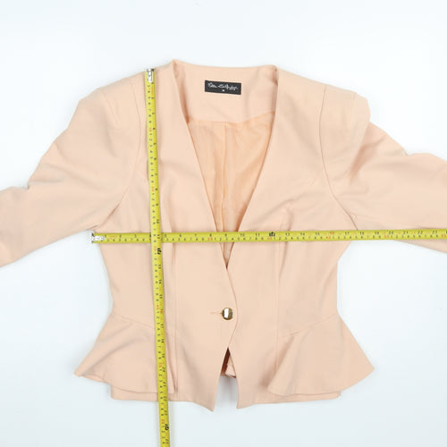 Miss Selfridge Women Beige Peplum Blazer Jacket UK 14 Lined Single Button