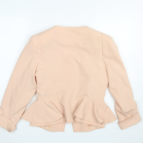 Miss Selfridge Women Beige Peplum Blazer Jacket UK 14 Lined Single Button