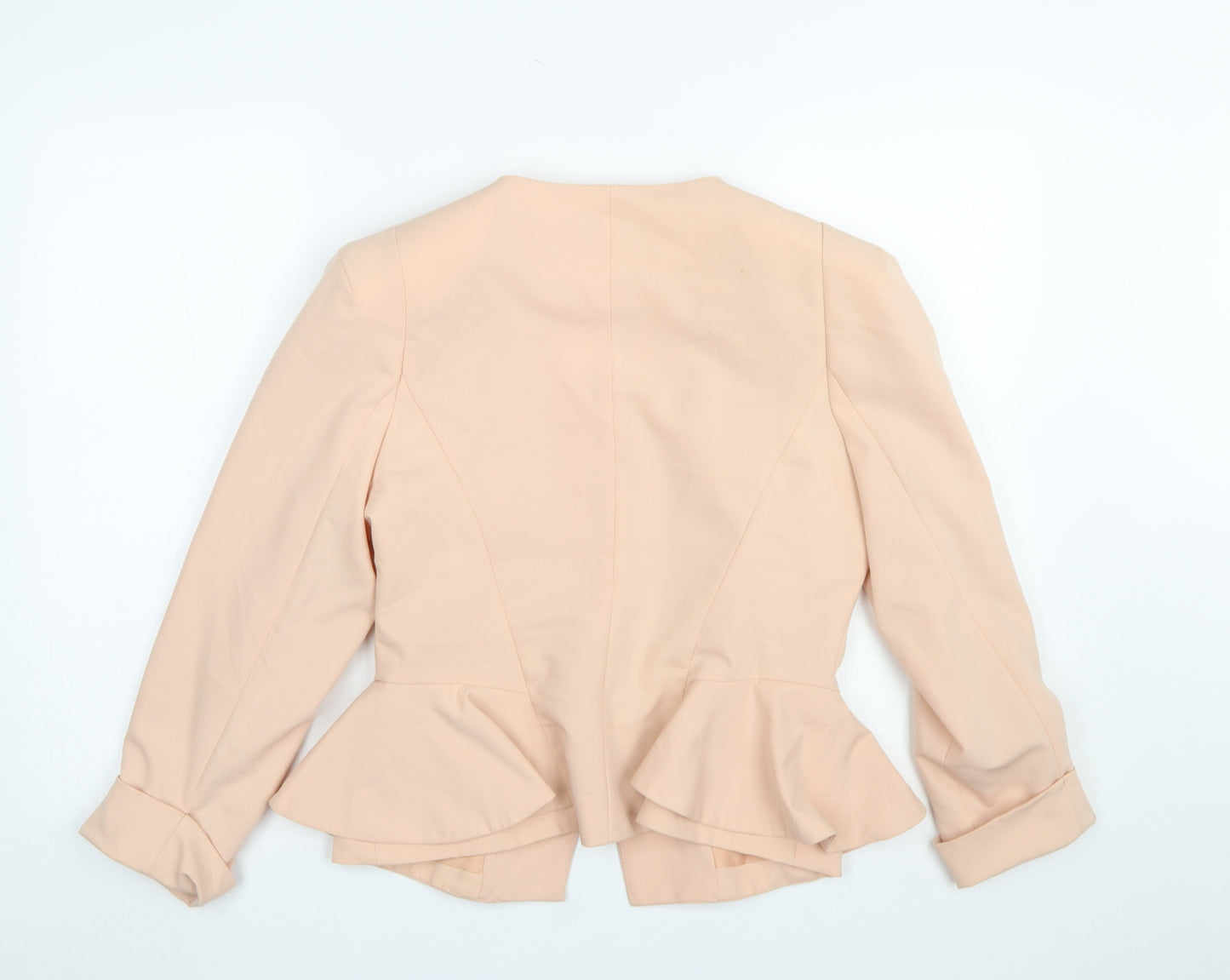 Miss Selfridge Women Beige Peplum Blazer Jacket UK 14 Lined Single Button