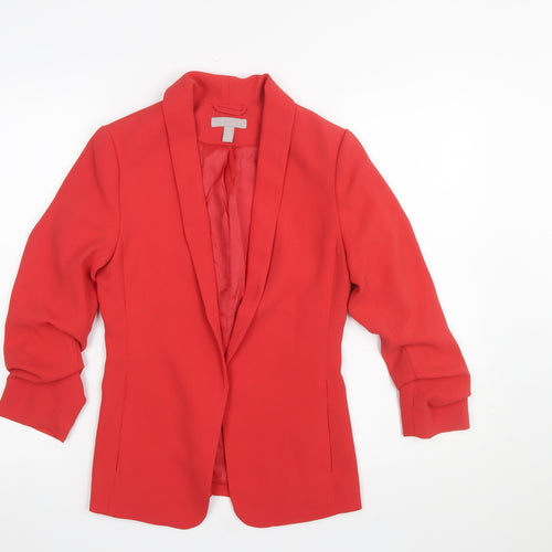 H&M Women's Red Shawl Lapel Blazer Jacket UK 4 Regular Fit
