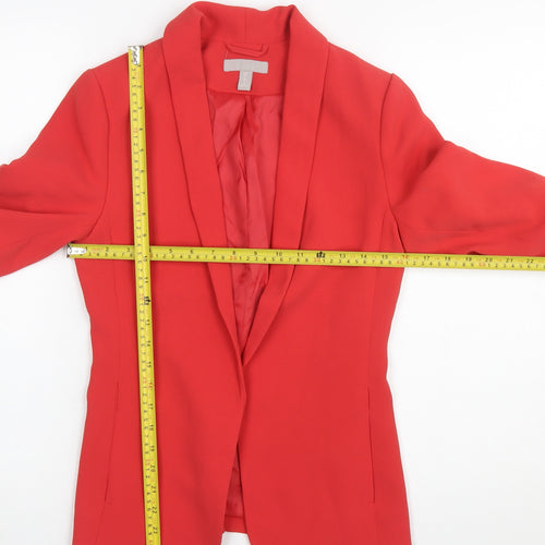 H&M Women's Red Shawl Lapel Blazer Jacket UK 4 Regular Fit