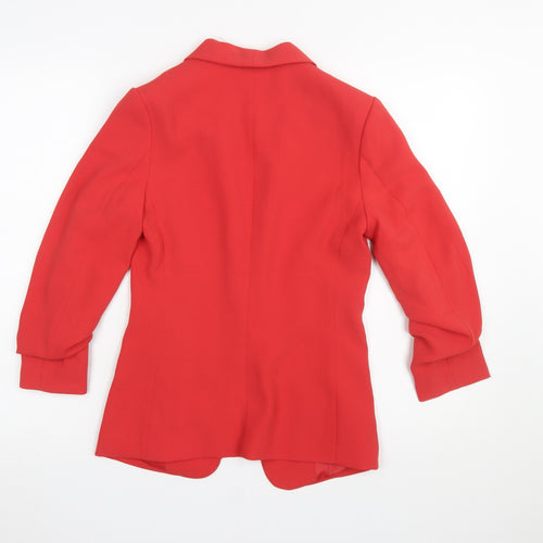 H&M Women's Red Shawl Lapel Blazer Jacket UK 4 Regular Fit