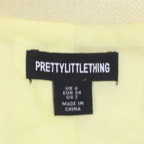 PrettyLittleThing Women's Yellow Blazer Jacket UK 6 Single-Breasted