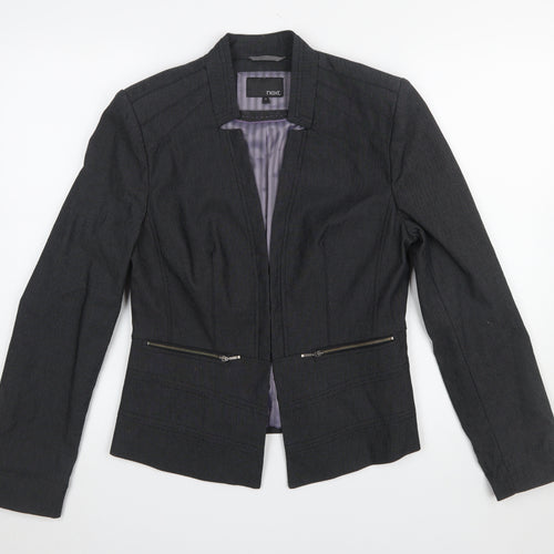Next Women's Black Size 12 Tailored Herringbone Cotton Blazer
