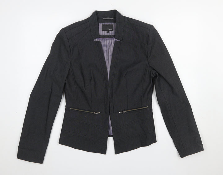 Next Women's Black Size 12 Tailored Herringbone Cotton Blazer