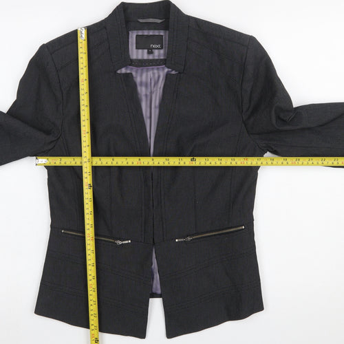 Next Women's Black Size 12 Tailored Herringbone Cotton Blazer