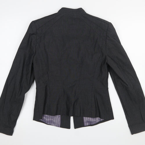 Next Women's Black Size 12 Tailored Herringbone Cotton Blazer