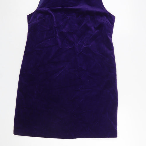 Next Women Purple Velvet Shift Dress Size 10 Party Sleeveless