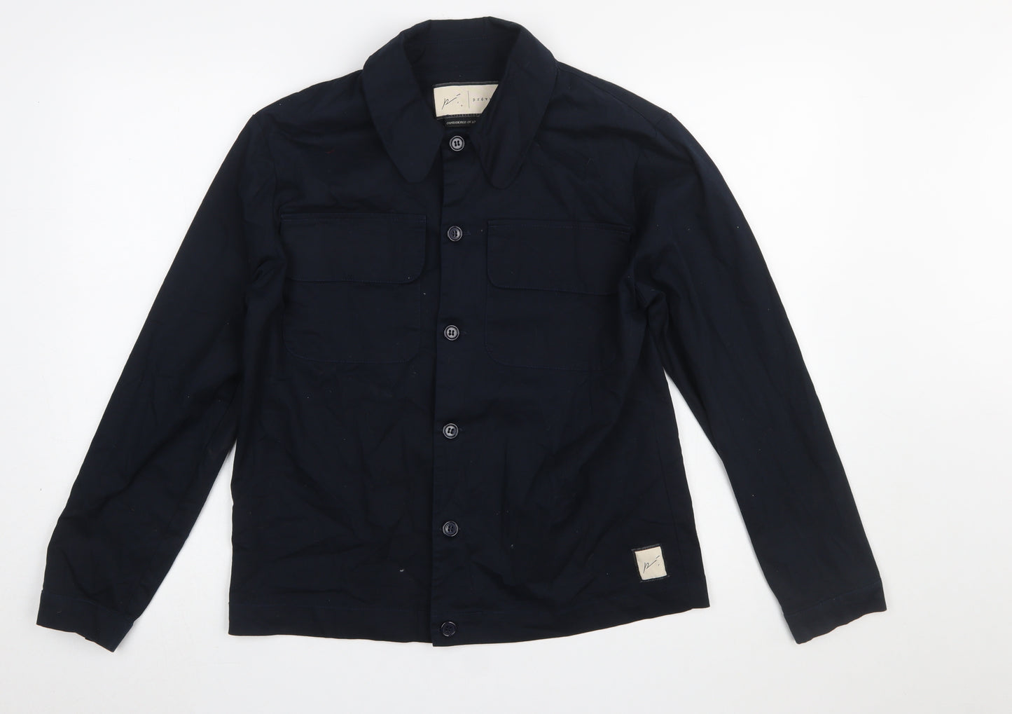 Prévu Men’s Navy Button-Up Shirt Medium Cotton Stretch
