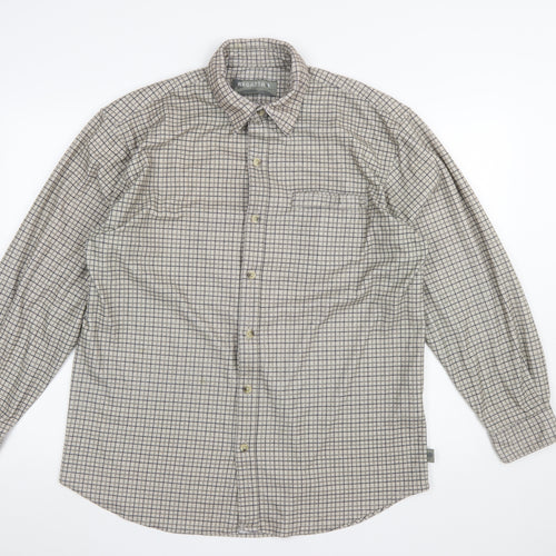 Regatta Men's Beige Check Long Sleeve Button-Up Shirt Size L