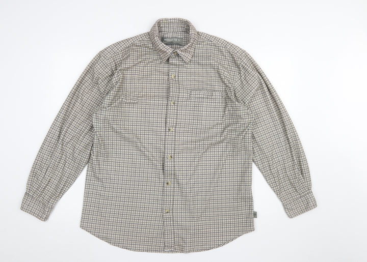 Regatta Men's Beige Check Long Sleeve Button-Up Shirt Size L