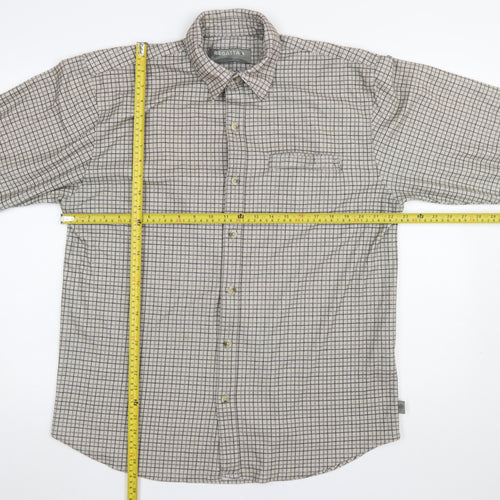 Regatta Men's Beige Check Long Sleeve Button-Up Shirt Size L