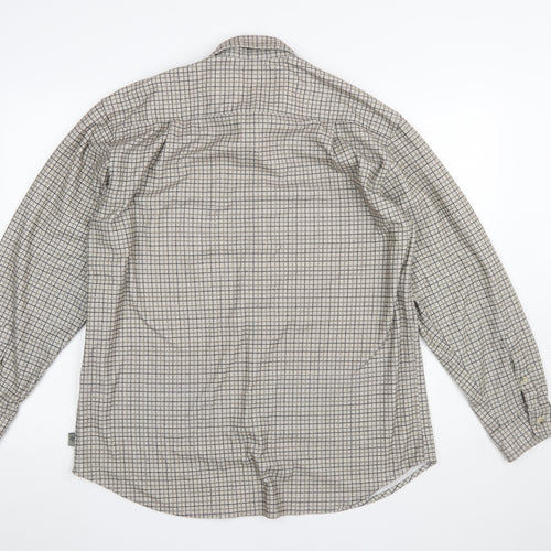 Regatta Men's Beige Check Long Sleeve Button-Up Shirt Size L