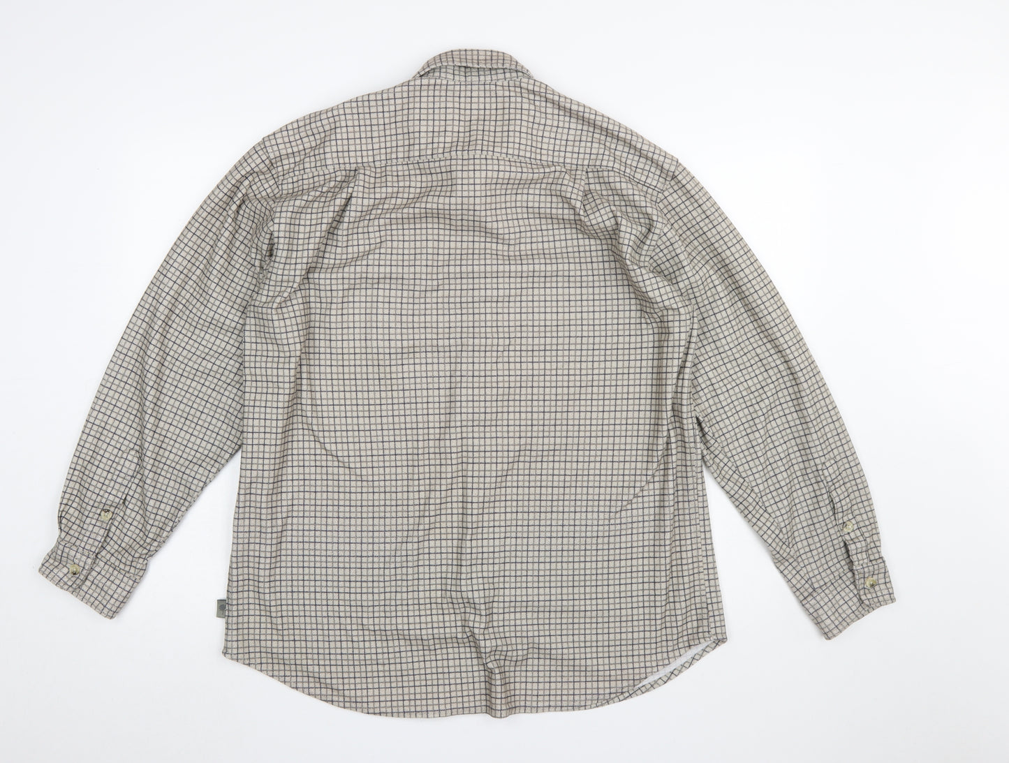 Regatta Men's Beige Check Long Sleeve Button-Up Shirt Size L