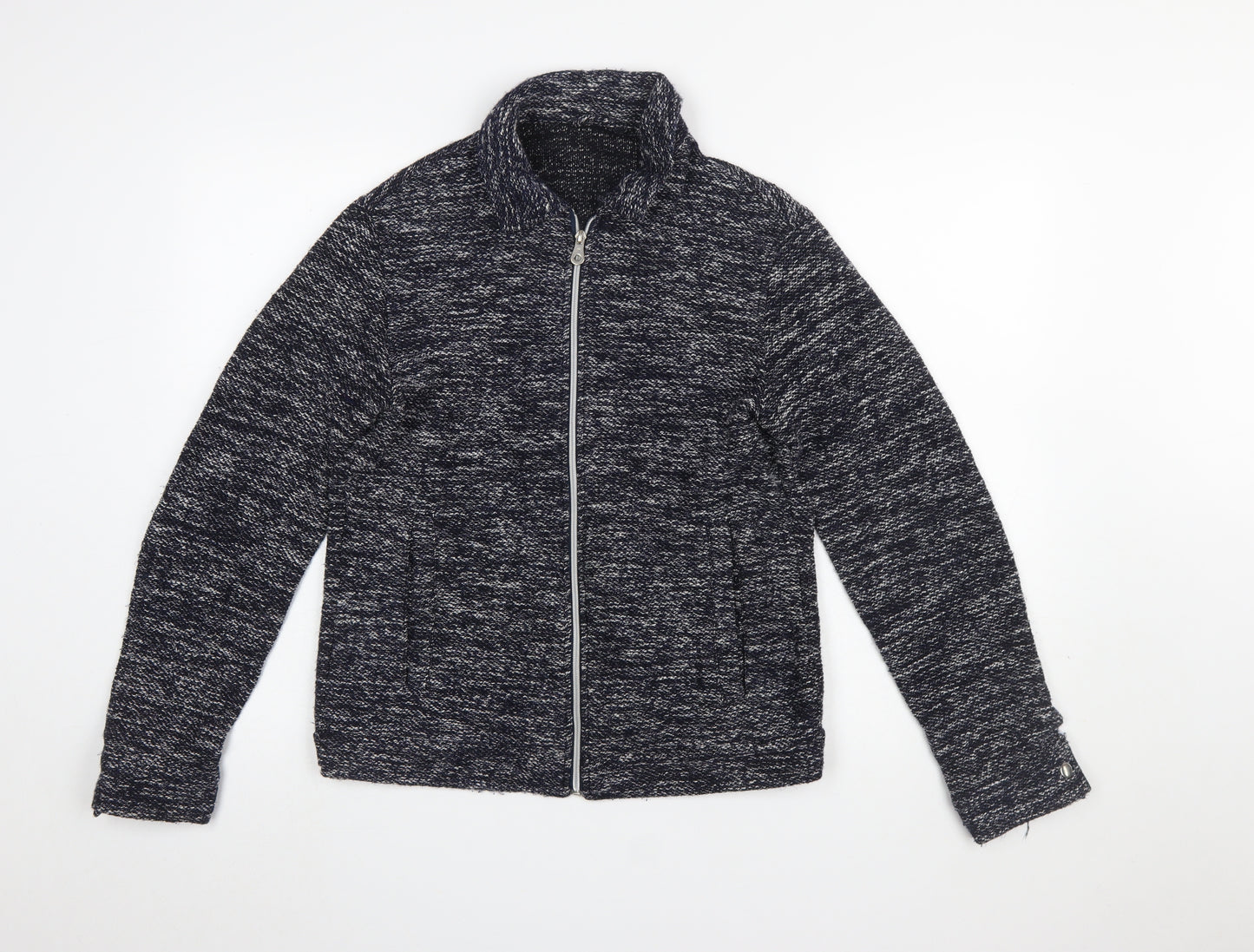 Zara Women's Blue Knit Full Zip Jacket Size 12