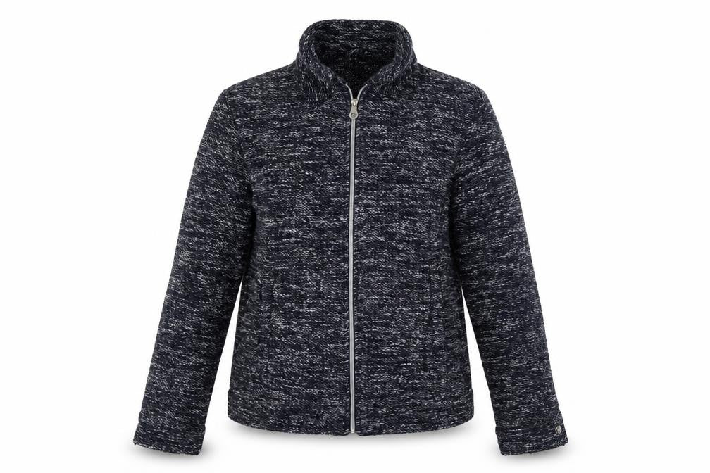 Front view of Zara Women's Blue Knit Full Zip Jacket, size 12